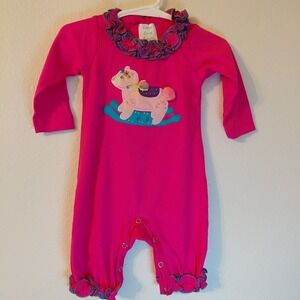 NWOT Lemon Loves Layette  Romper 3-6 Ruffle Cotton Peru Snap Sleeper Rocking